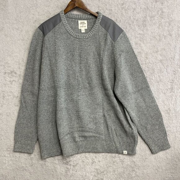 NWOT Blake Shelton Lands' End Men's XXL Gray Ribbed Sweater Cotton Blend Patched - Picture 2 of 8
